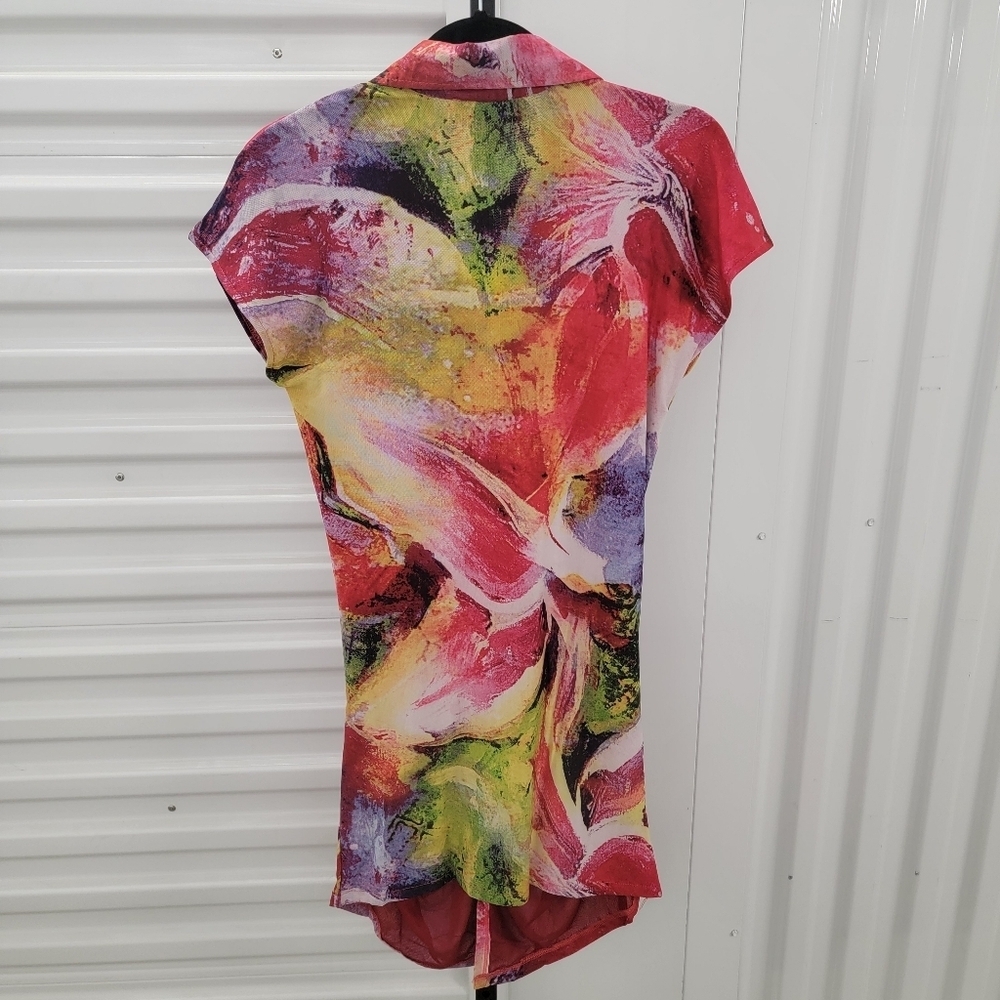KOKOMO Colorful Abstract Print Snap Front Dress - Picture 5 of 5